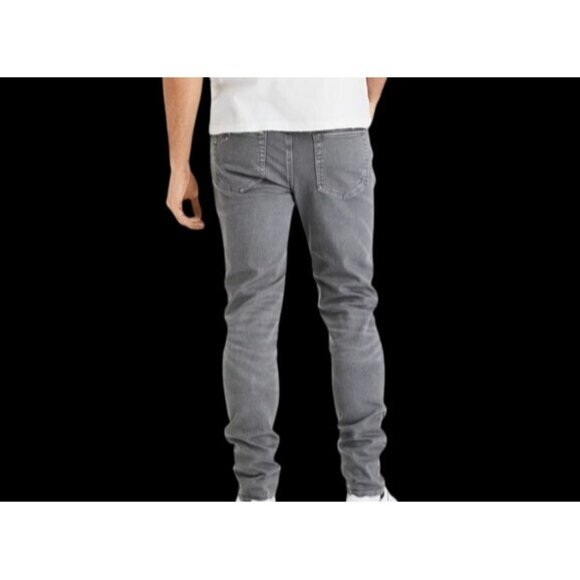 American Eagle Gray Slim Distressed Denim Jean 28x30 Grunge Goth Punk Streetwear - Picture 4 of 7